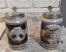 2 Budweiser Steins  Endangered Species Collection Giant Panda & Bald Eagle