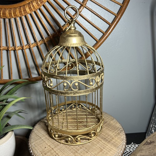 Decorative Vintage Style Golden Metal Birdcage