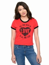 Juniors Beatles All You Need Is Love Band T-Shirt Halloween Tee Black Red