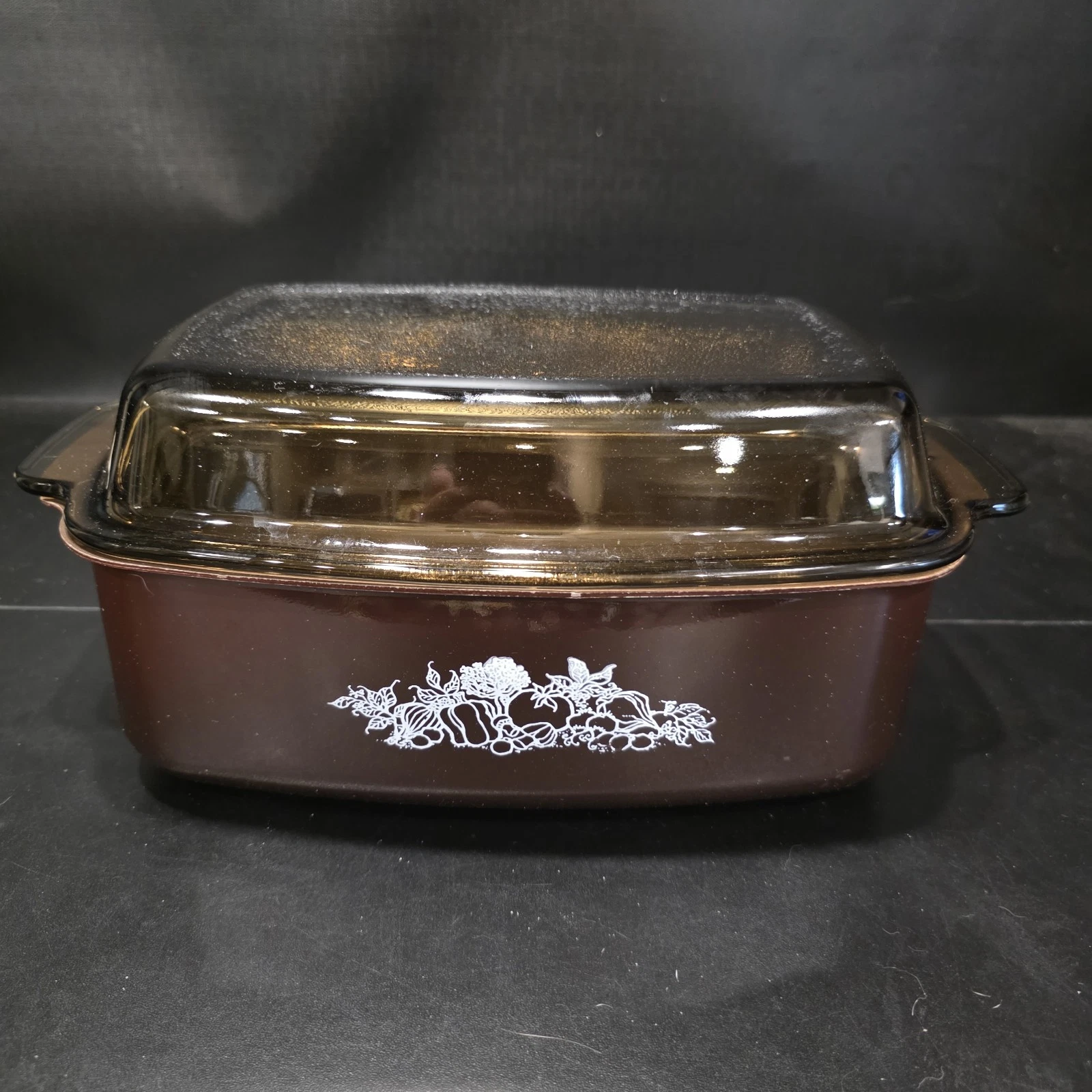 Vintage West Bend 4 Qt Brown Slow Cooker Pot Amber Glass Lid Vegetable