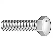 Class 8.8, M12-1.25 Hex Head Cap Screw, Zinc Plated Steel, 40 Mm L, 10 Pk,