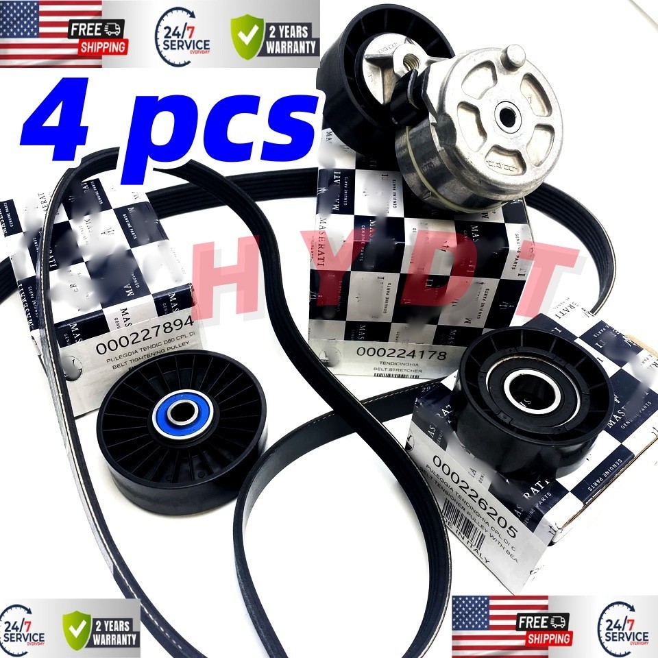 4 pcs Genuine Belt Tensioner Pulley Kit fit Maserati Quattroporte GranTurismo GC