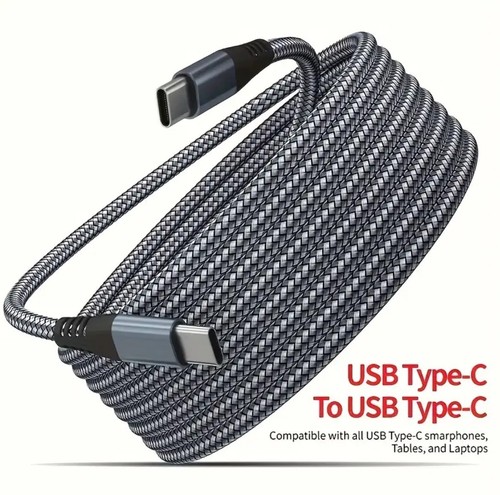 Type-C to C Cable - Fast Charge, 6ft USB Cable for iPhone 16/15 + Pro Android - Picture 1 of 4
