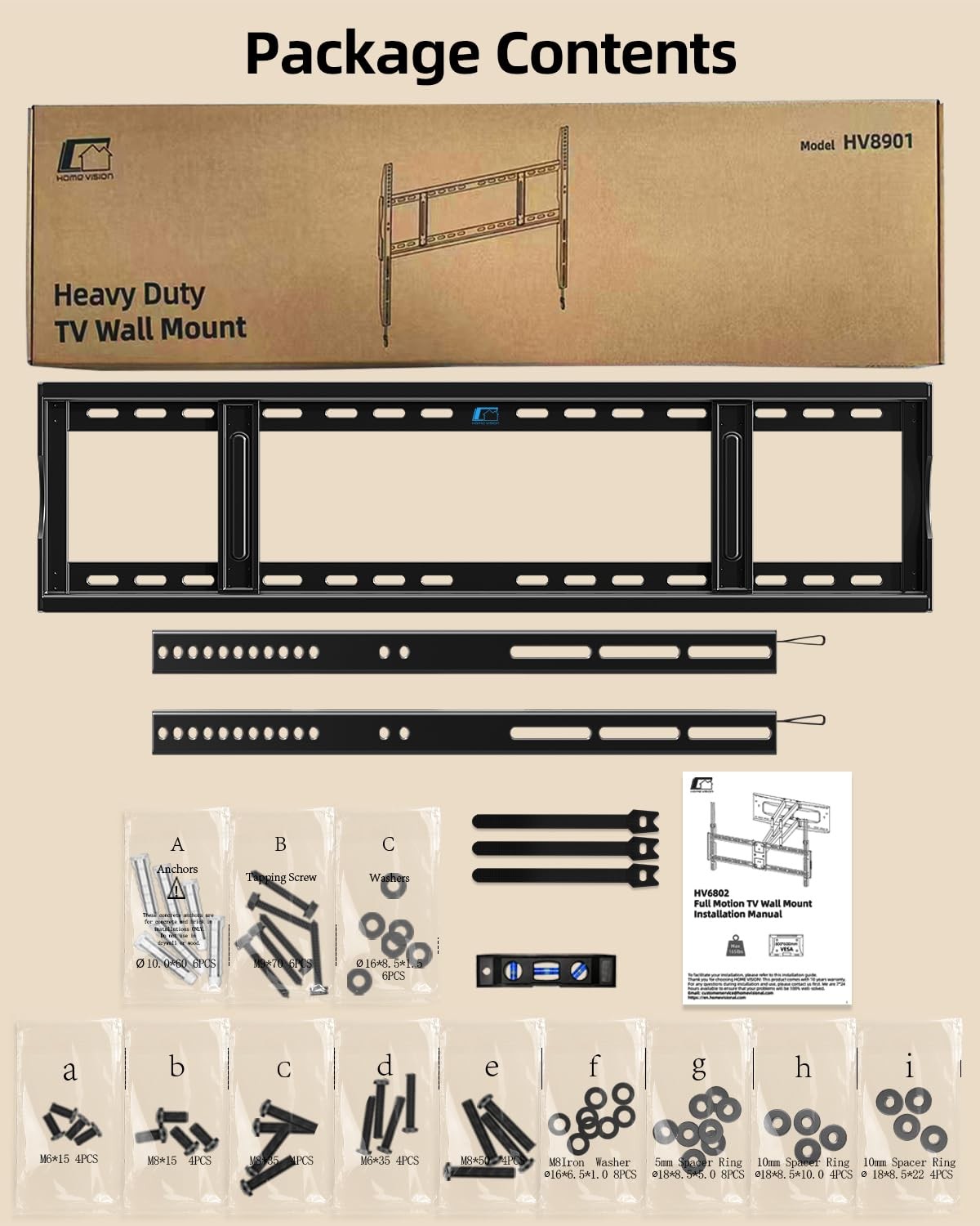 Heavy Duty TV Wall Mount for 48-150 inch Large TVs up to 330 LBS & 900x600mm ...