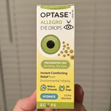 Optase Allegro Eye Lubricant Instant Relief From Allergies .33oz (10mL) Exp 6/27