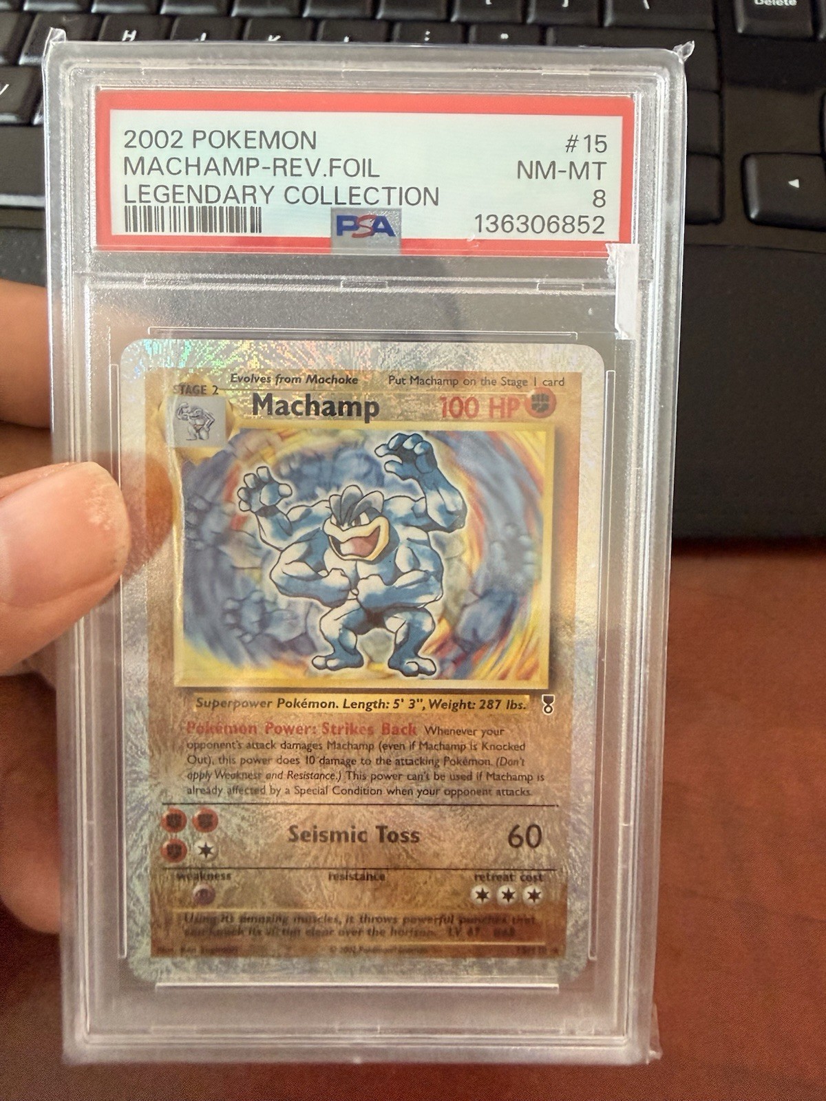PSA 8 NM-MT Machamp 15/110 Legendary Collection Reverse Holo 2002 Pokemon CLEAN