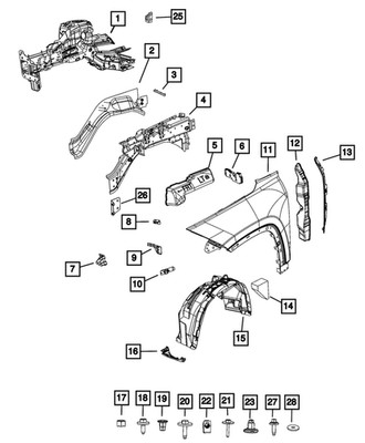 Genuine Mopar Bumper Bracket Right 68629002AD
