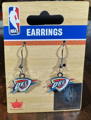 OKC Oklahoma City Thunder Logo Dangle NBA Pendant Earrings