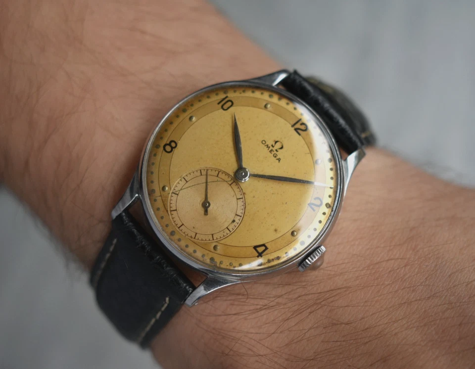 1944 Omega Small Seconds Mens Watch Jumbo Mechanical Leather Rare 2317/6 - Image 2 of 4