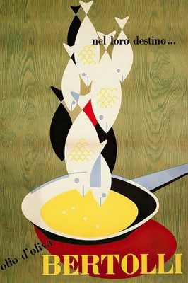 361238 Olive Oil Cooking Fish Bertolli Italy Retro Art Wall Print Poster