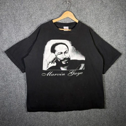 Marvin Gaye Shirt Mens 2XL Black 90s Faded USA Whats 1990s vintage concert t-shirt, vintage, size XXL, single stitch, B+ condition