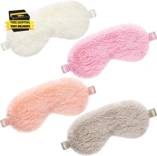 4 Pieces Plush Eye Mask Silk Furry Sleep Masks Comfortable Blindfold Eye Cover C