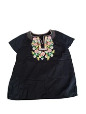 Talbots Size Small Top Navy With Embroidery
