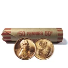 Roll of 50 - Random Date 1c Lincoln Wheat Cent Pennies Full Roll BU