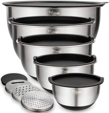 Wildone Mixing Bowls with Airtight Lids Set, 5PCS Stainless Steel Nesting Bowls
