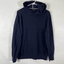 Banana Republic Hoodie Sweater Mens Size Large Navy Textured Pullover Hooded