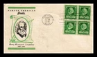 DR JIM STAMPS US COVER LONGFELLOW FAMOUS AMERICANS FDC BLOCK LINPRINT ADDRESSED