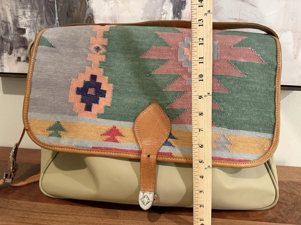 Bolso Mensajero True West D&D Suroeste Cuero Lana Western Azteca Foto 2 de 4
