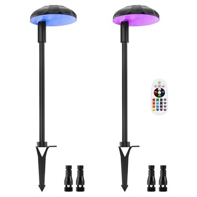  RGBW Low Voltage Landscape Pathway Lights, 5W Color Changing Path Lighting 12 