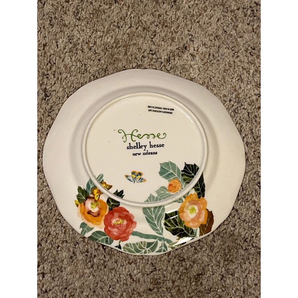 Pétalos de acuarela de Anthropologie Plato de ensalada Shelley Hesse Lote de 2 florales Foto 3 de 4