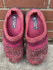 Haflinger Burgundy Wool Slippers Womens EU42 US11