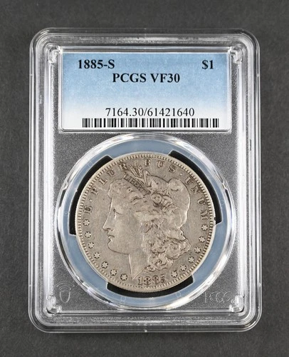 1885-S PCGS  VF30 Morgan Silver Dollar $1 Circulated USA Mint Coin VF-30