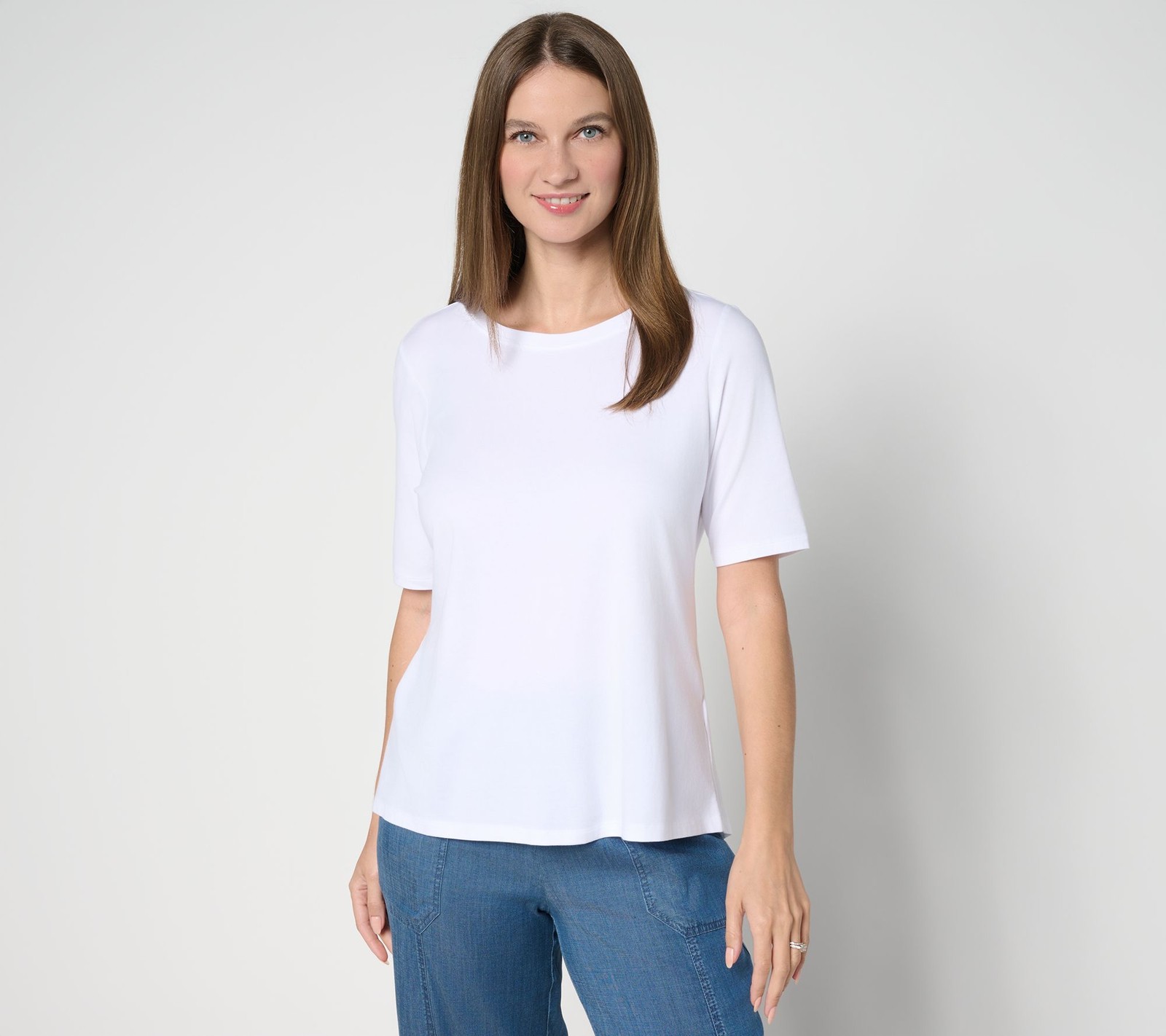 Anybody Women's Top Sz L Cozy Knit Split Back Elbow Sleeve White A695707
