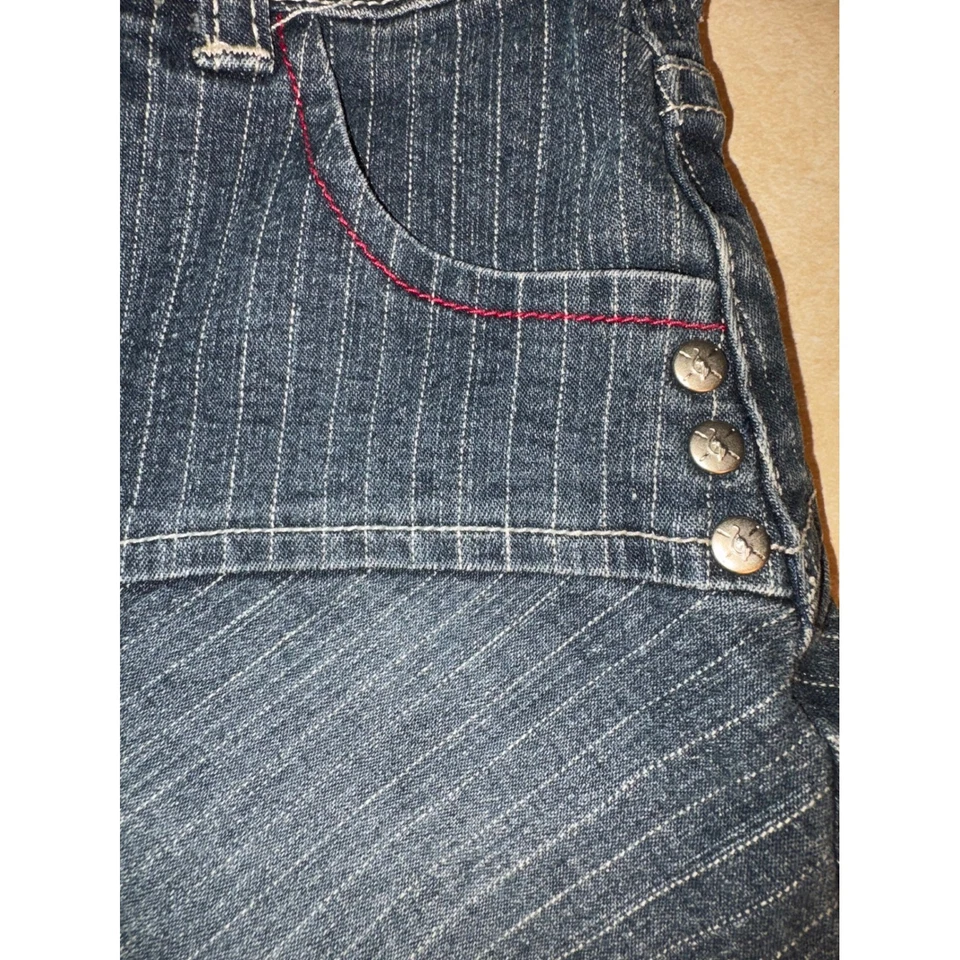 Винтажная джинсовая юбка Baby Phat Girlz размер 6 в полоску стирка кошка вышивка - Изображение 4 из 4