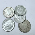 ROOSEVELT SILVER DIMES LOT OF 5 90% SILVER CIRCULATED COINS FREE SHIPPING #9839
