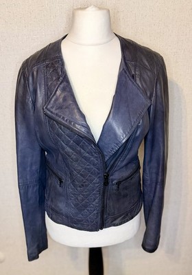 Massimo Dutti Lederjacke Dunkelblau Größe M