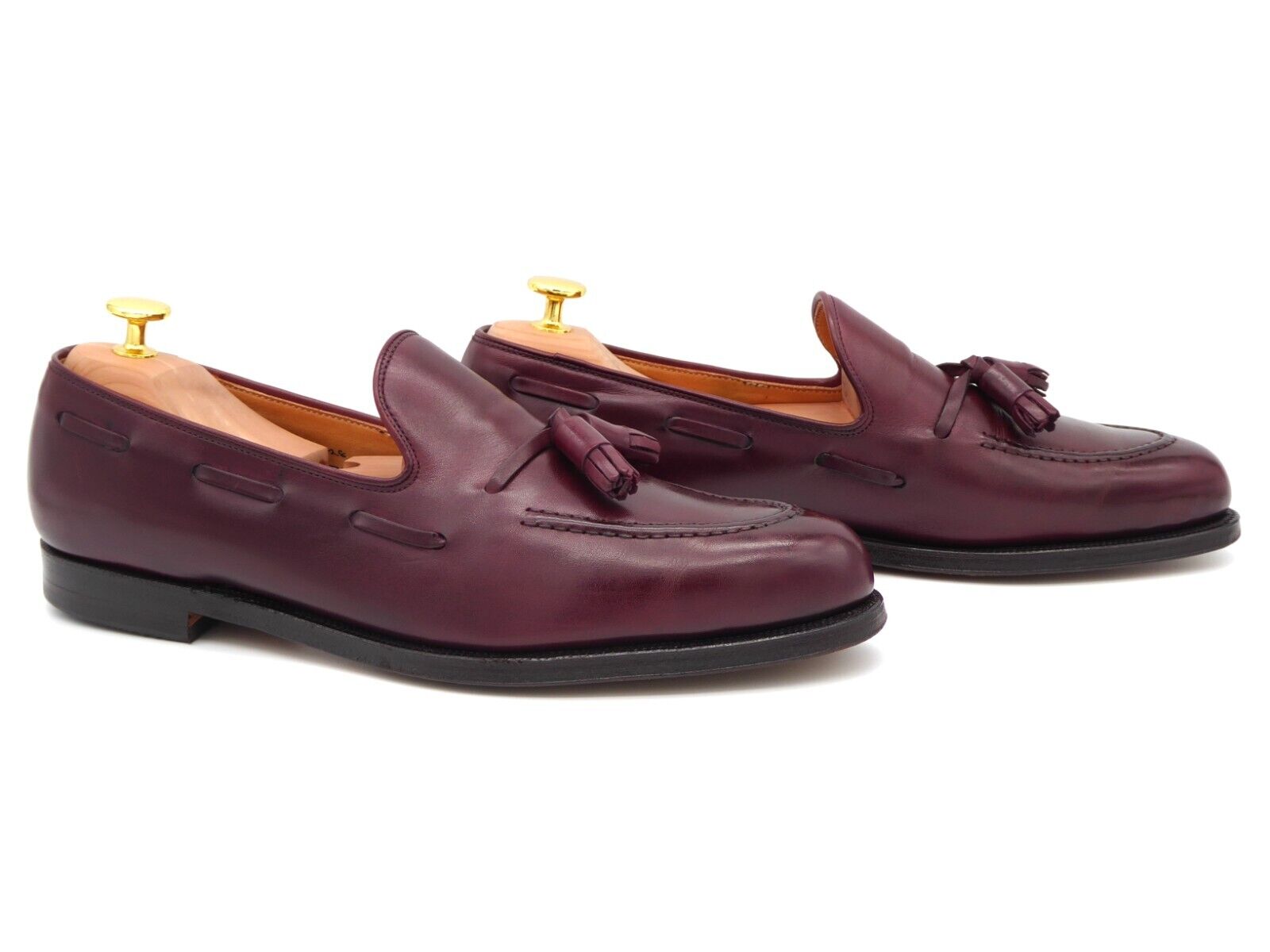 Image of UK 10 AA - Ed Meier by Crockett & Jones Burgundy Calf Tassel Loafers Shoes