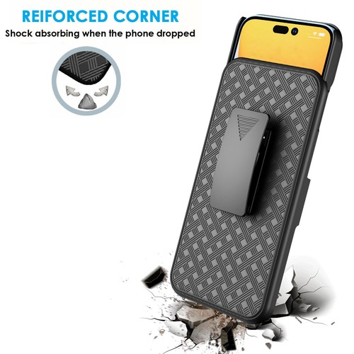 For iPhone 14/14 Pro/14 Plus/14 Pro Max Stand Holster Phone Case Belt Clip Cover - Picture 7 of 8