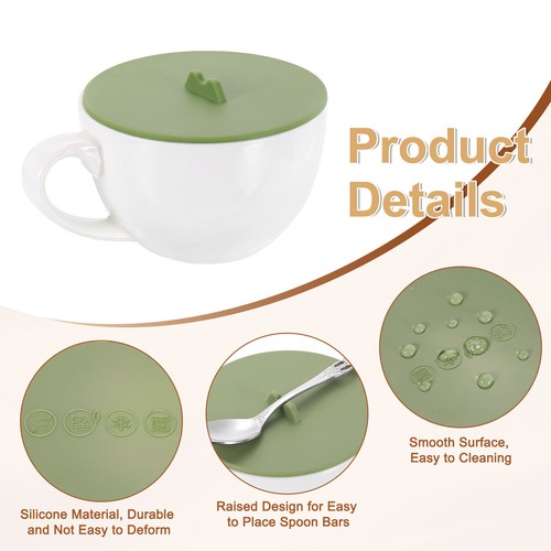 Silicone Cup Lids, 2Pcs Anti-Dust Tight Seal Silicone Mugs Cover (Matcha Green) - Picture 3 of 6