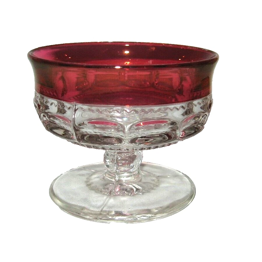 Vintage Indiana Glass Dessert or Fruit Cup Kings Crown Thumbprint Ruby Flash 3" - Image 4 of 4