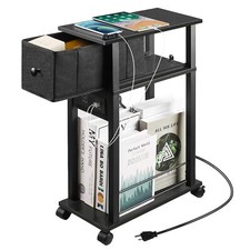 Side Table With Charging Station And Drawer Narrow End Table With Usb Ports And
