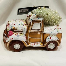 Robert Stanley Gingerbread Pick Up Truck With Tree  Christmas ￼Ornament NWT