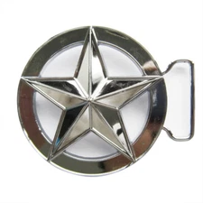 Circle Star Western Cowboy Chrome Silver Belt Buckle