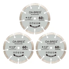3Pack 4-1/2-Inch 60-Grit Diamond Compact Circular Saw Blade with 3/8-Inch Arbor,