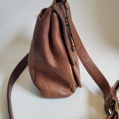 Fossil 1954 Classic Key Brown Leather Handbag Purse Hobo Boho 75082 Descript! - Picture 20 of 24