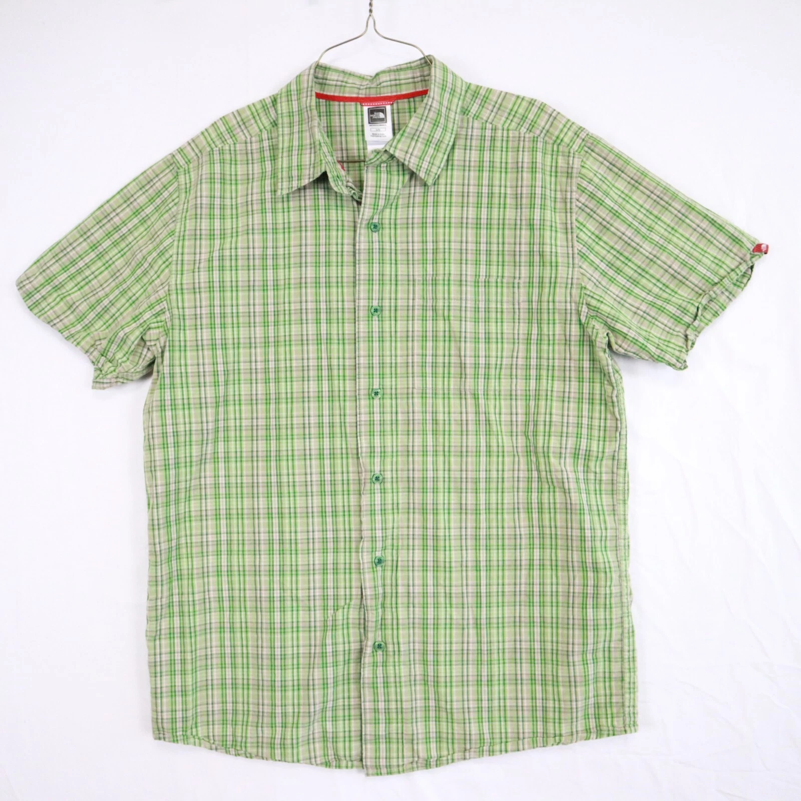 The North Face Shirt Mens Large Outdoor Casual Pocket Button Plaid Short Sleeve