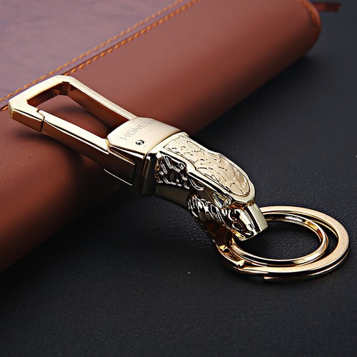 HONESTO Lujo Cabeza de Leopardo Modelo Tejido Metal Llavero Coche Llavero Anillo Hombres - Imagen 23 de 28