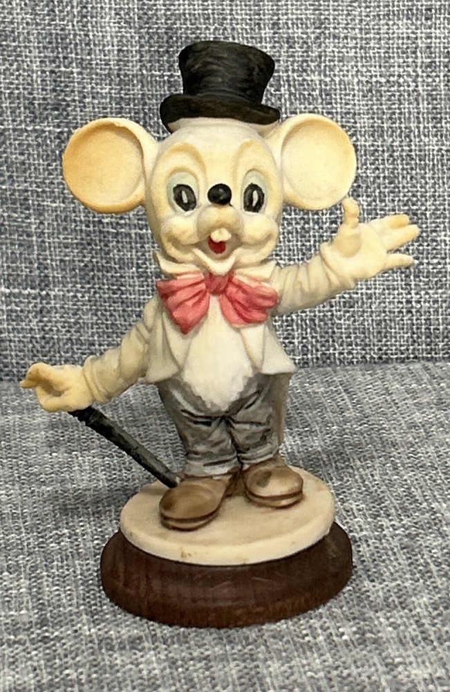 Vintage Capodimonte Porcelain Mouse w Top Hat & Cane 4