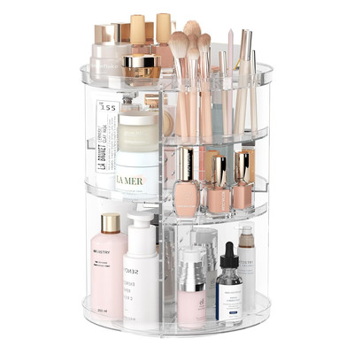 Rotating Makeup Organizer, DIY 8 Adjustable Layers Spinning Skincare Organizer, 