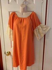 UMGEE USA Orange Bell Sleeve Off Shoulder Boho Tunic Dress Sz S Juniors/Womens