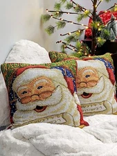 DaDa Bedding Holidays Santa Claus Christmas Woven Tapestry Throw Pillow Cover
