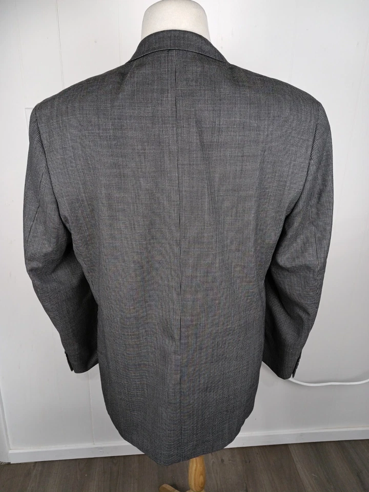 Abrigo deportivo Alfani para hombre talla 44R azul a cuadros pequeños 100 % lana B52 Foto 4 de 4