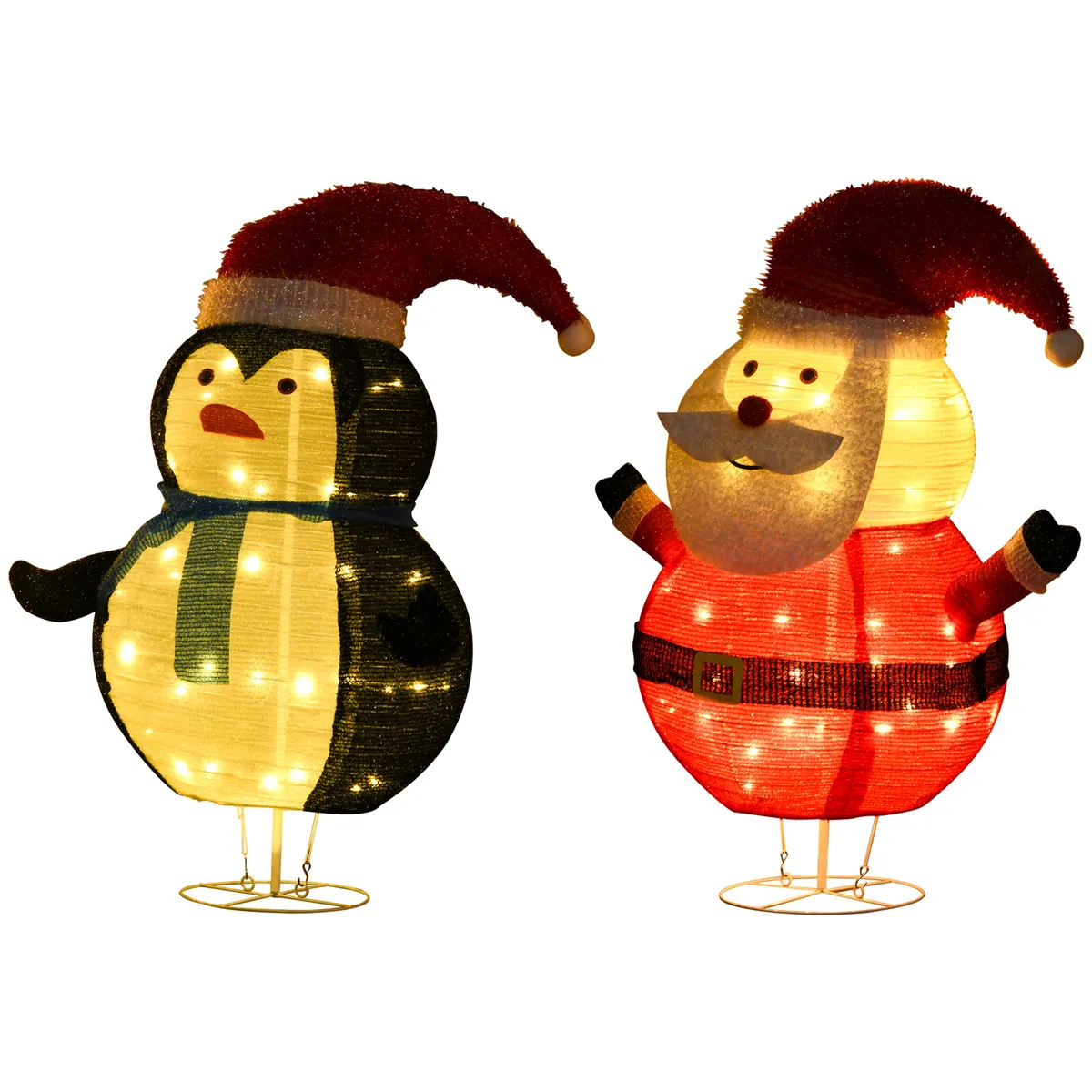 Weihnachtsdeko Set aus Weihnachtsmann und Pinguin mit 100 LEDs für Innen  Außen | eBay