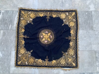 Antike chinesische Qing Dynastie Seide Blumen Tischdecke schöne Farbe Stickerei