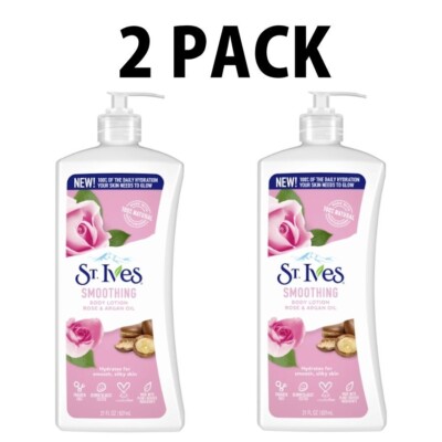 St. Ives, 2 PACK, Rose and Argan Oil, Smoothing Body Lotion, 21 fl oz (621 ml)