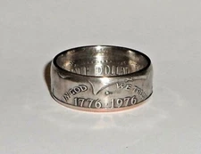 "Sealed" Coin ring made from 1976 JFK BICENTENNIAL US HALF DOLLAR sizes  9-14